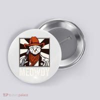 Meowdy Howdy Cat Kitten Country Western Yeehaw Button thumb 0