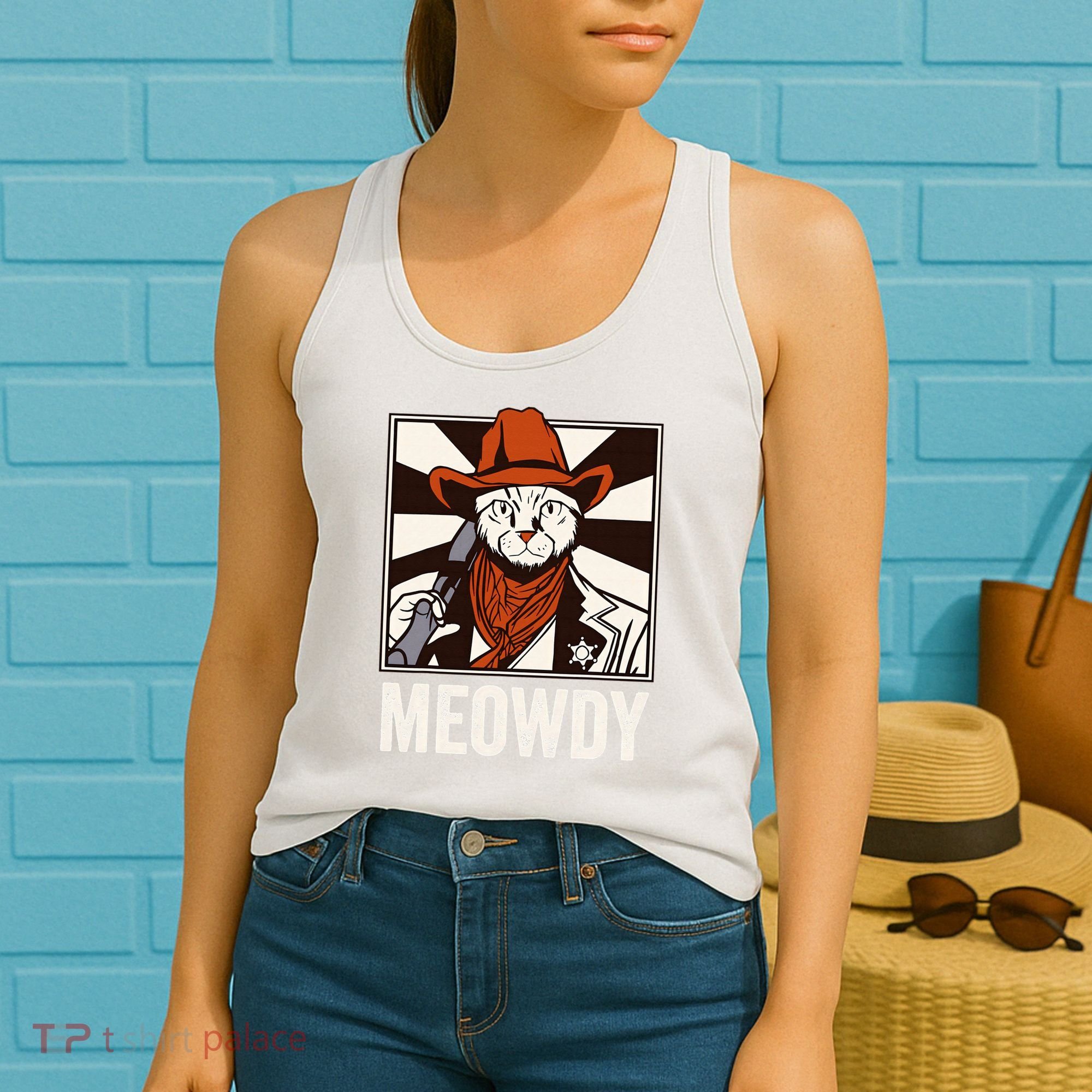 Meowdy Howdy Cat Kitten Country Western Yeehaw Women's Tank Top