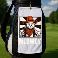 Meowdy Howdy Cat Kitten Country Western Yeehaw Golf Towel thumb 2