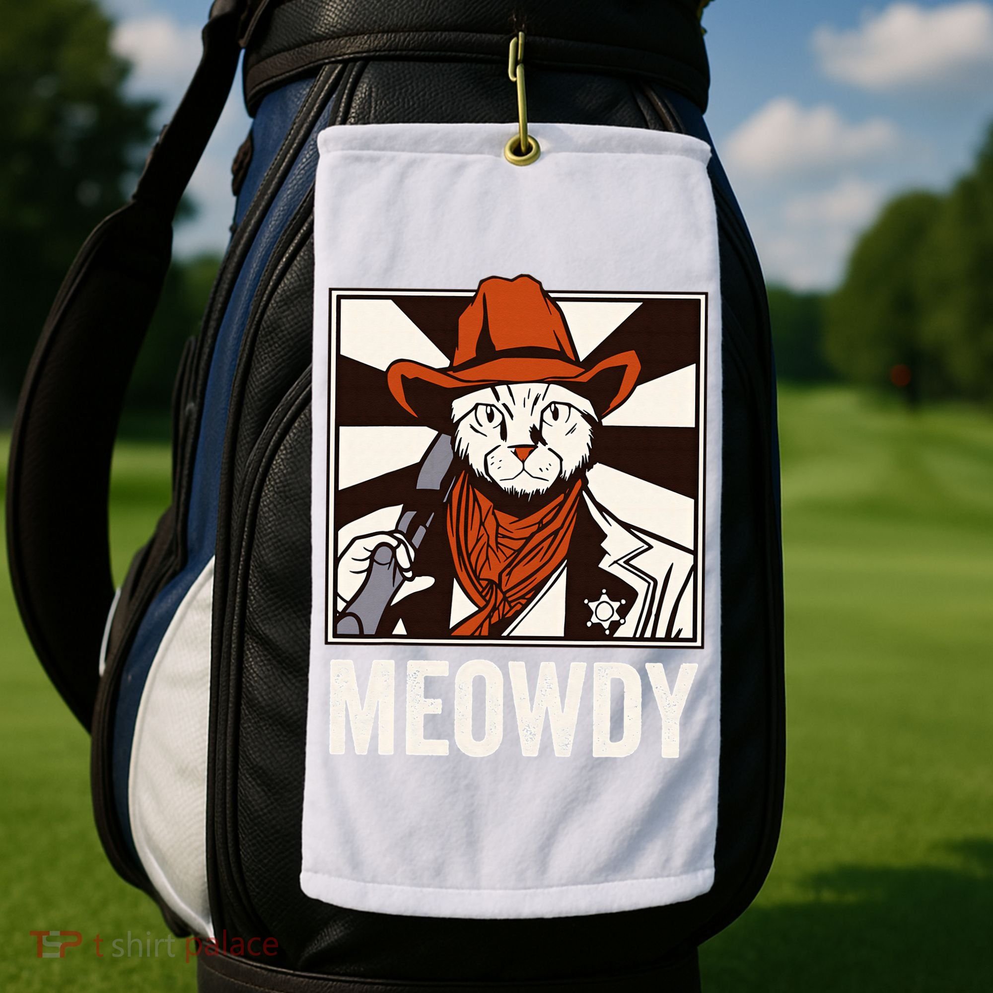 Meowdy Howdy Cat Kitten Country Western Yeehaw Golf Towel