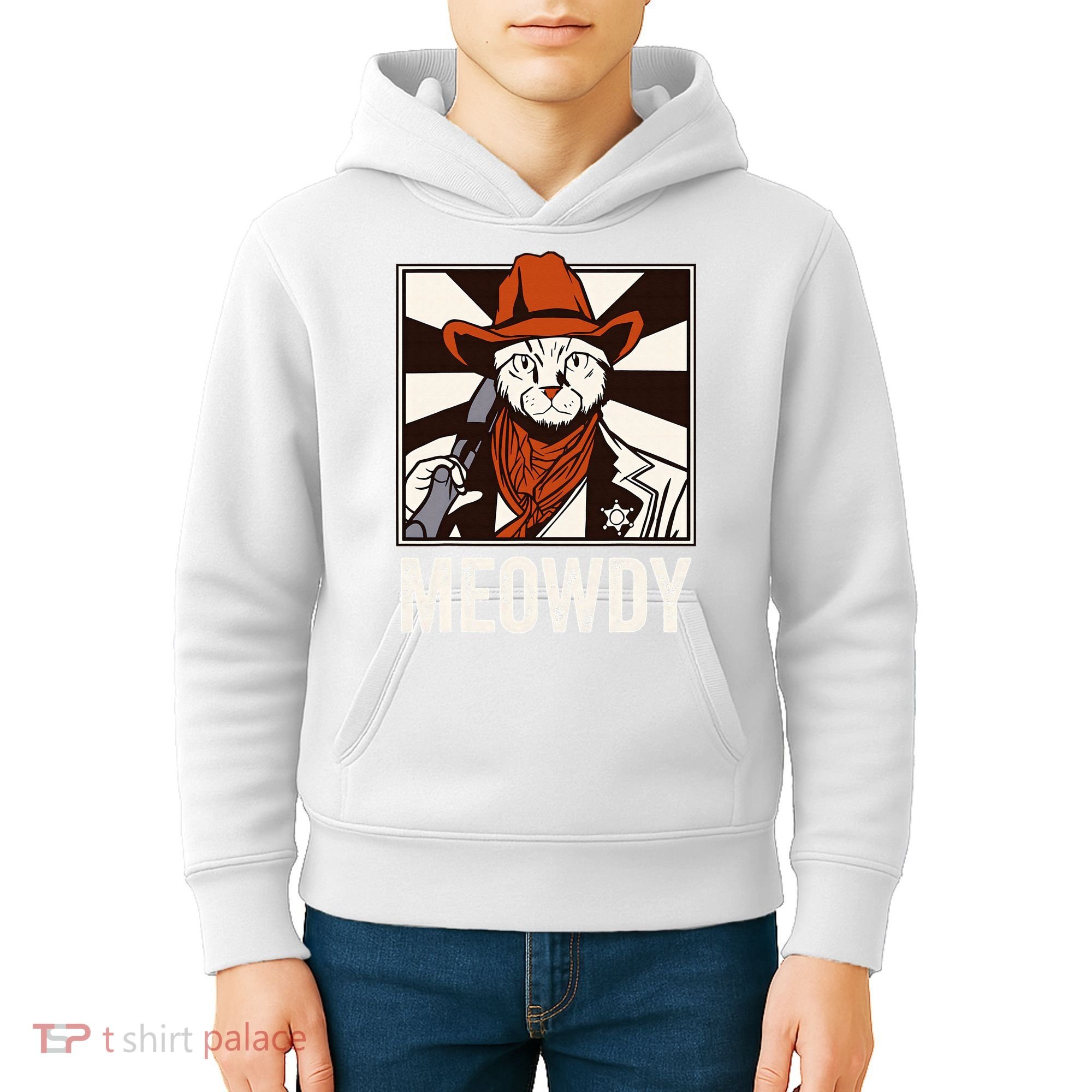 Meowdy Howdy Cat Kitten Country Western Yeehaw Kids Hoodie