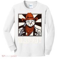 Meowdy Howdy Cat Kitten Country Western Yeehaw Kids Long Sleeve Shirt thumb 0