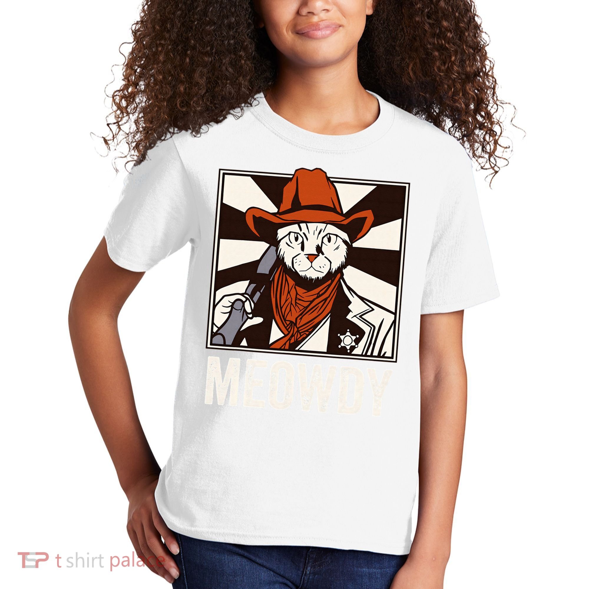 Meowdy Howdy Cat Kitten Country Western Yeehaw Kids T-Shirt