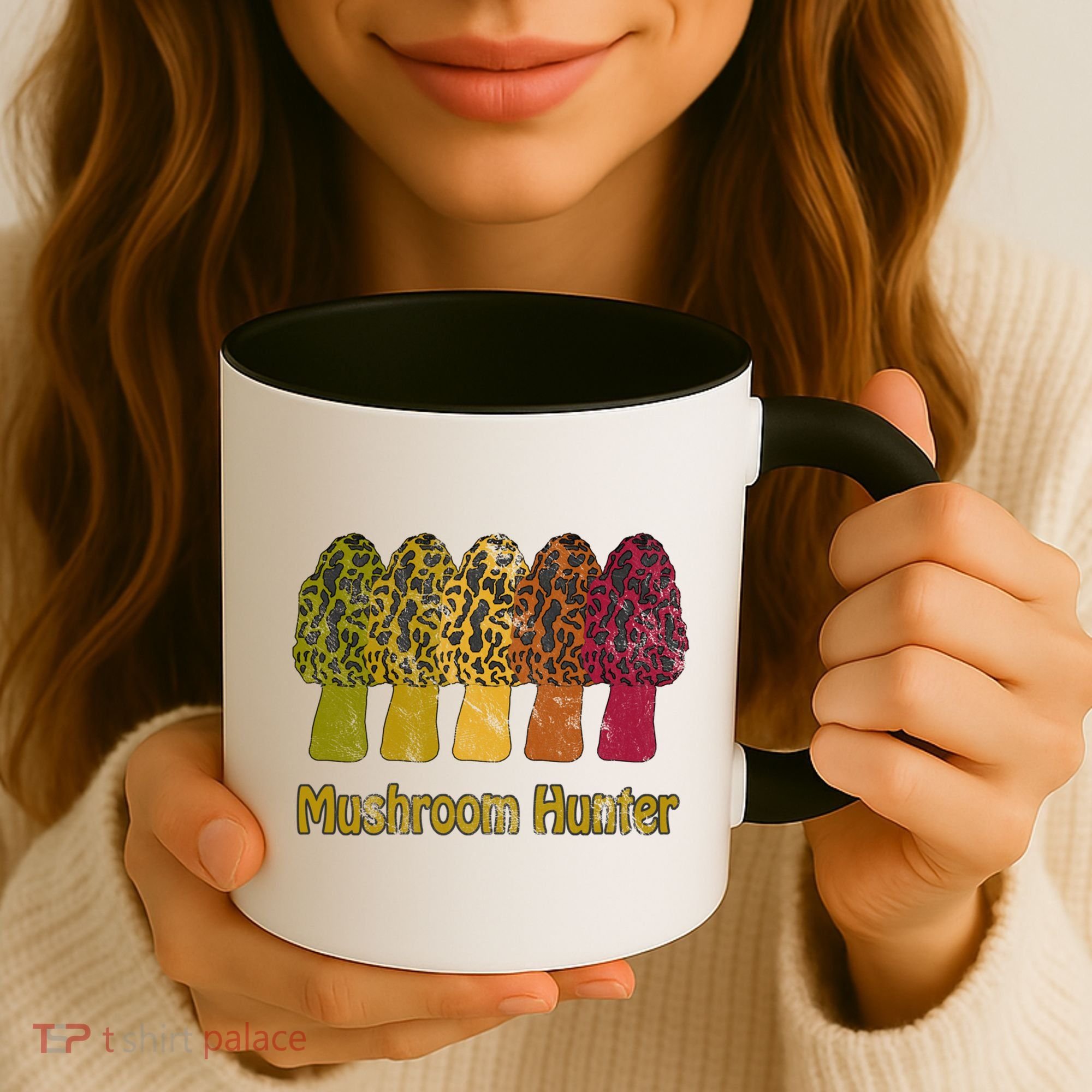 Mushroom Hunter Cute Gift Fun Morel Hunting Distressed Look Gift Coffee Mug