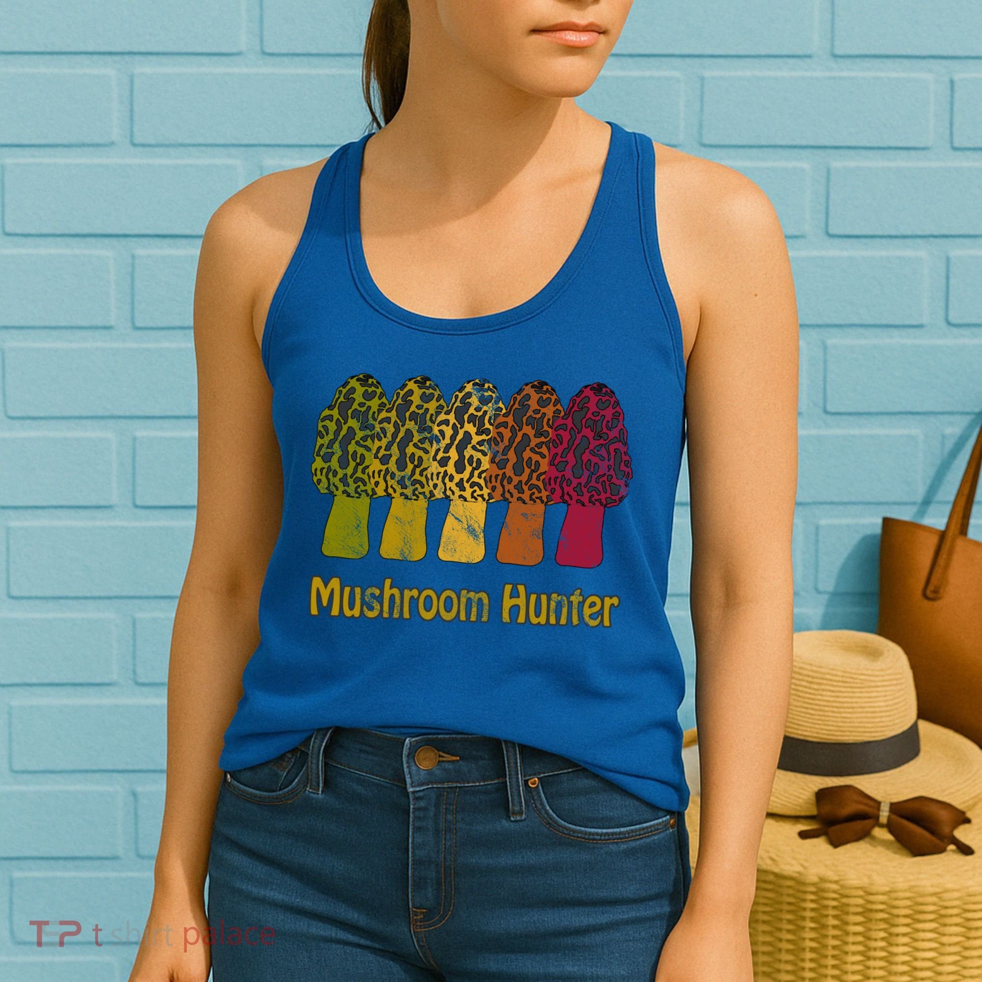 Mushroom Hunter Cute Gift Fun Morel Hunting Distressed Look Gift Women's Tank Top