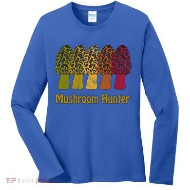 Mushroom Hunter Cute Gift Fun Morel Hunting Distressed Look Gift Women's Long Sleeve Shirt