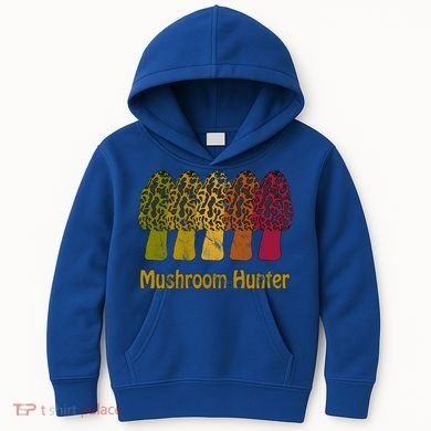 Mushroom Hunter Cute Gift Fun Morel Hunting Distressed Look Gift Kids Hoodie