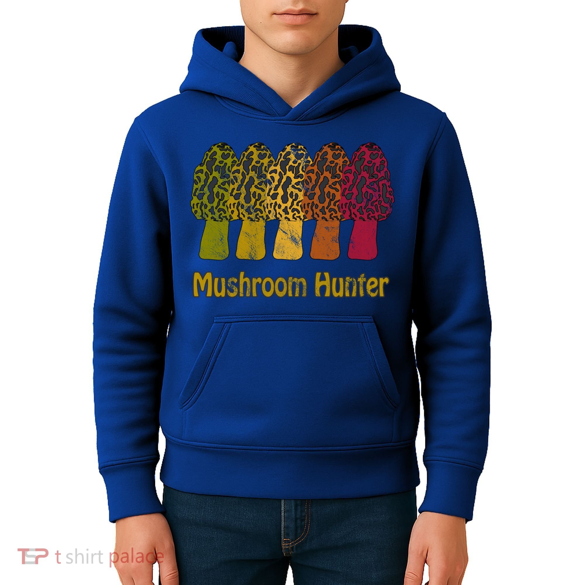Mushroom Hunter Cute Gift Fun Morel Hunting Distressed Look Gift Kids Hoodie