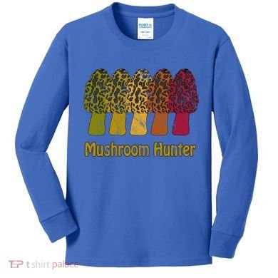 Mushroom Hunter Cute Gift Fun Morel Hunting Distressed Look Gift Kids Long Sleeve Shirt