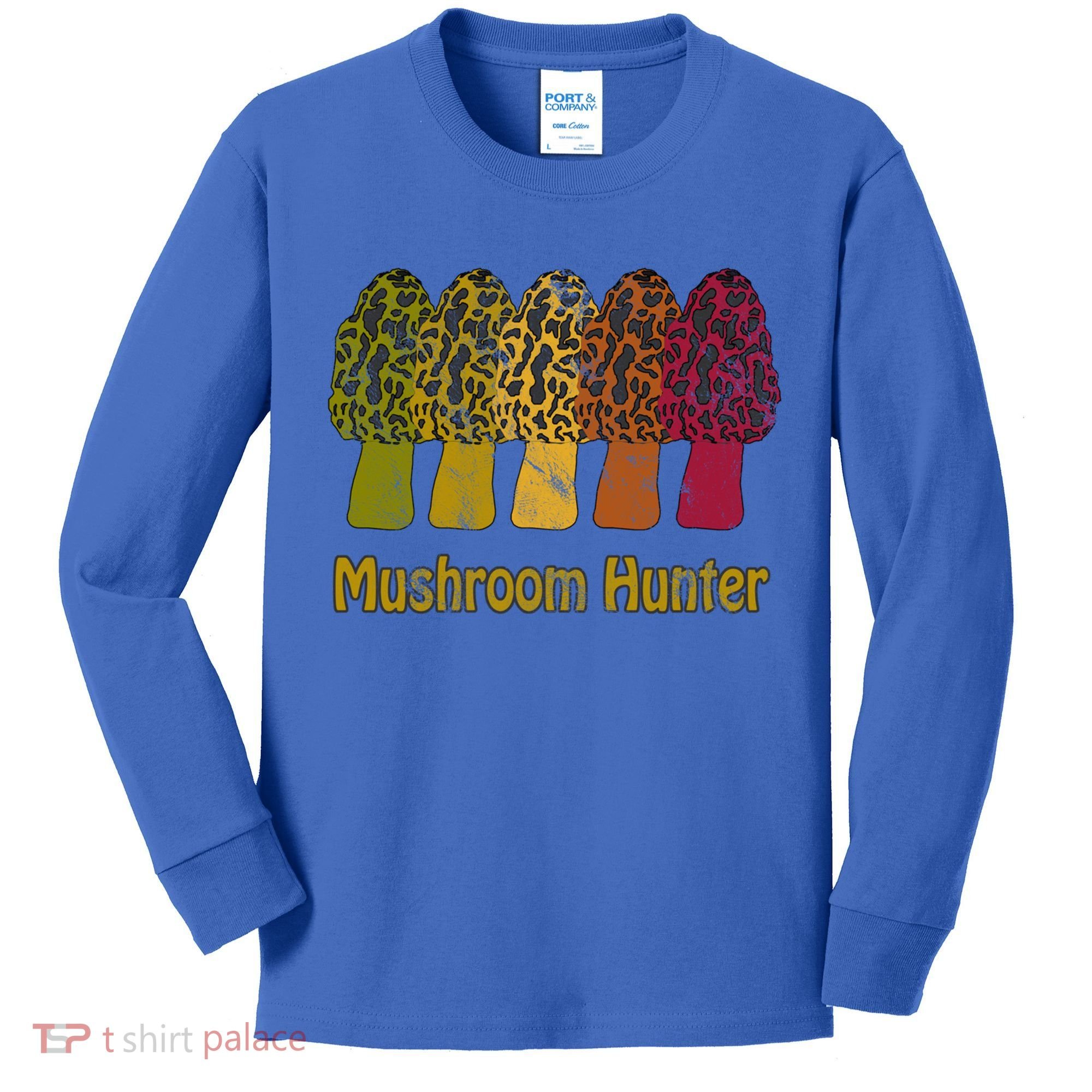 Mushroom Hunter Cute Gift Fun Morel Hunting Distressed Look Gift Kids Long Sleeve Shirt