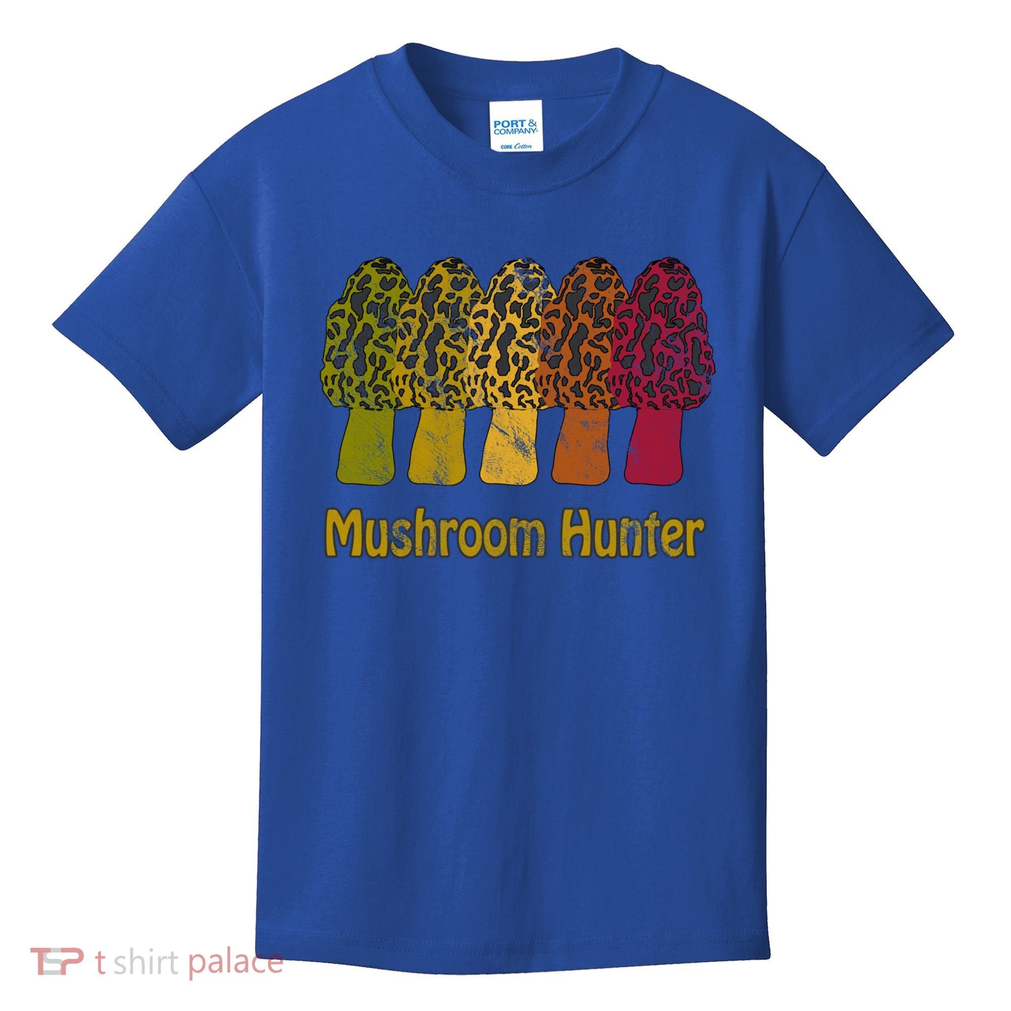 Mushroom Hunter Cute Gift Fun Morel Hunting Distressed Look Gift Kids T-Shirt