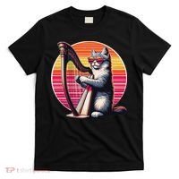 Musician Harpist Cat Wearing Sunglasses Cat Playing Harp T-Shirt thumb 0