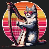 Musician Harpist Cat Wearing Sunglasses Cat Playing Harp Beanie thumb 2