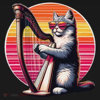 Musician Harpist Cat Wearing Sunglasses Cat Playing Harp Coaster thumb 2