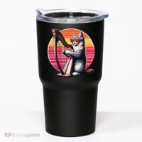 Musician Harpist Cat Wearing Sunglasses Cat Playing Harp Tumbler thumb 0