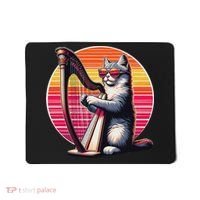 Musician Harpist Cat Wearing Sunglasses Cat Playing Harp Mousepad thumb 0