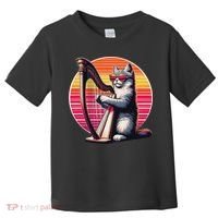 Musician Harpist Cat Wearing Sunglasses Cat Playing Harp Toddler T-Shirt thumb 0