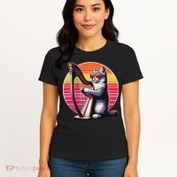Musician Harpist Cat Wearing Sunglasses Cat Playing Harp Women's T-Shirt thumb 4