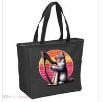 Musician Harpist Cat Wearing Sunglasses Cat Playing Harp Tote Bag thumb 2