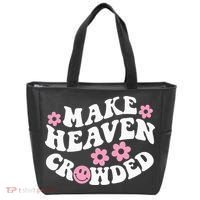 Make Heaven Crowded Christian Quote Saying Words On Back Tote Bag thumb 0