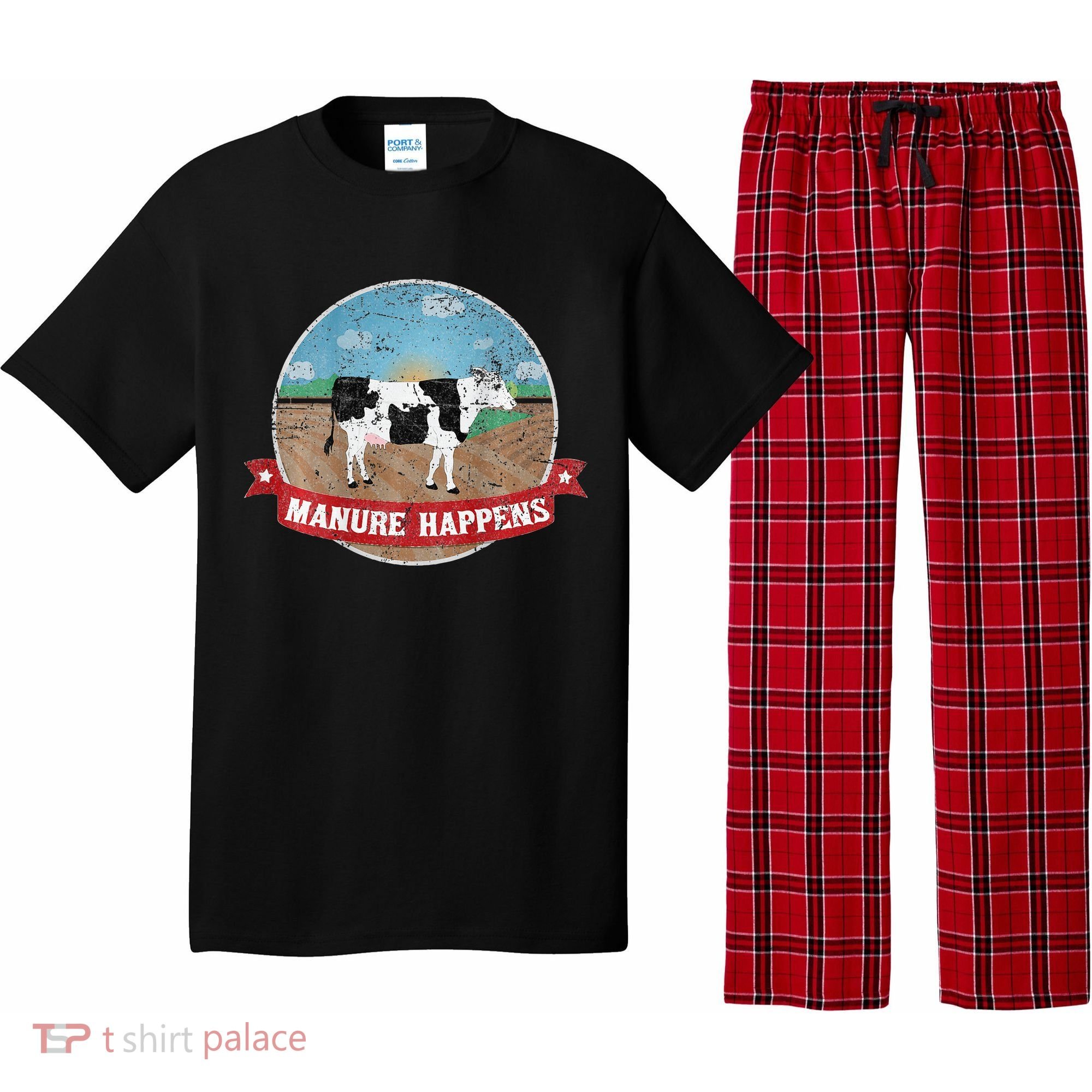 Manure Happens Cattle Ranch Farm Cow Dairy Humor Pajama Set