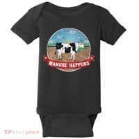 Manure Happens Cattle Ranch Farm Cow Dairy Humor Baby Bodysuit thumb 0