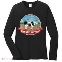 Manure Happens Cattle Ranch Farm Cow Dairy Humor Women's Long Sleeve Shirt thumb 0