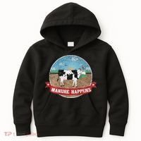 Manure Happens Cattle Ranch Farm Cow Dairy Humor Kids Hoodie thumb 0
