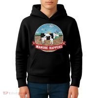 Manure Happens Cattle Ranch Farm Cow Dairy Humor Kids Hoodie thumb 4