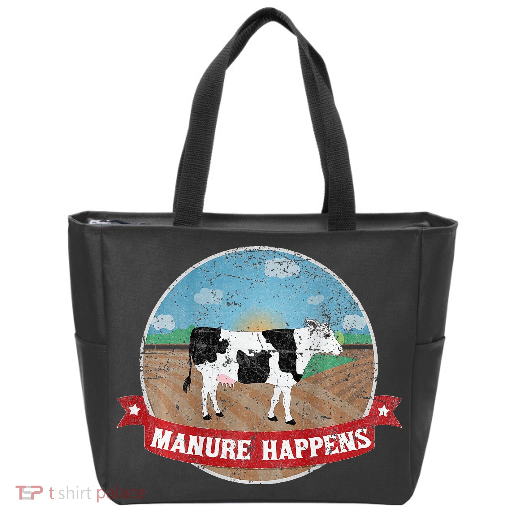 Manure Happens Cattle Ranch Farm Cow Dairy Humor Tote Bag
