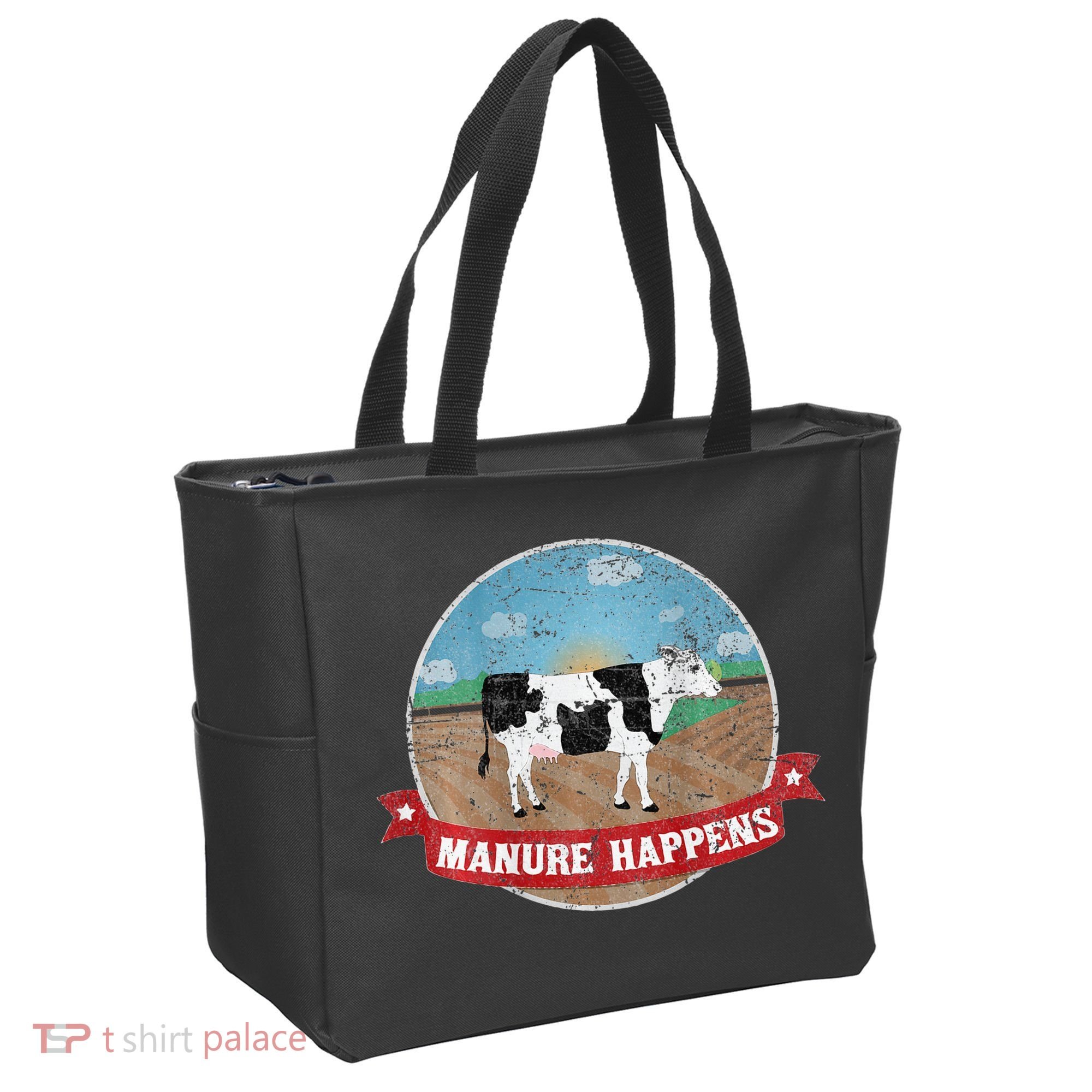 Manure Happens Cattle Ranch Farm Cow Dairy Humor Tote Bag