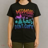 Mermaid Hair Don't Care Matching Outfit funny ocean T-Shirt thumb 4