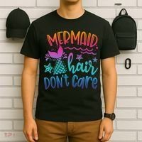 Mermaid Hair Don't Care Matching Outfit funny ocean T-Shirt thumb 6
