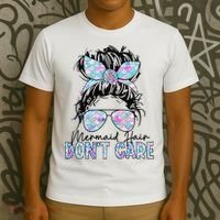 Mermaid Hair Don't Care Messy Bun Sunglasses Birthday T-Shirt thumb 3