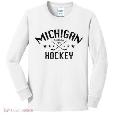 Michigan Hockey Established 1902 Kids Long Sleeve Shirt