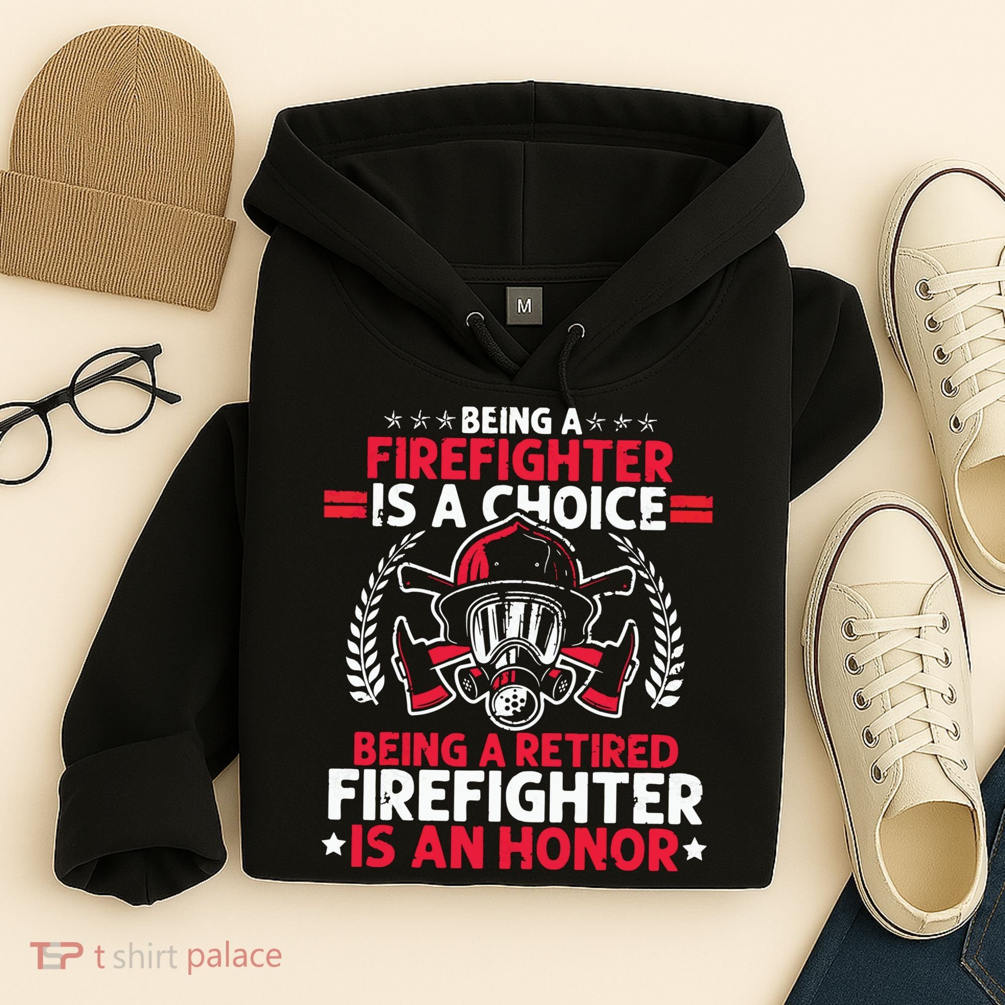 Men Heroic Fireman Gift Idea Retired Firefighter Hoodie