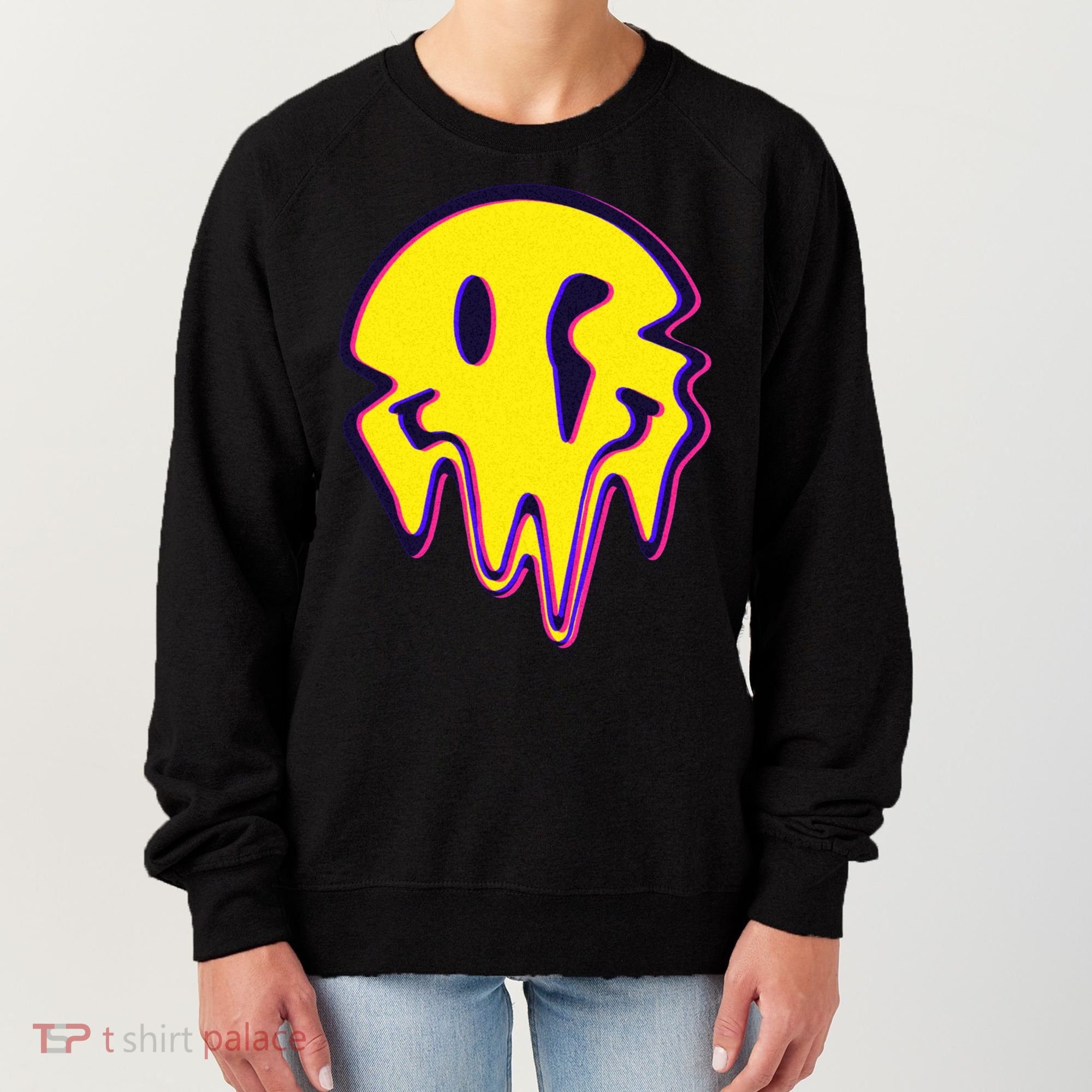 Melting Happy Face Smiley Trippy Acid Women's Sweatshirt