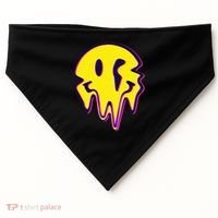 Melting Happy Face Smiley Trippy Acid USA-Made Doggie Bandana thumb 0