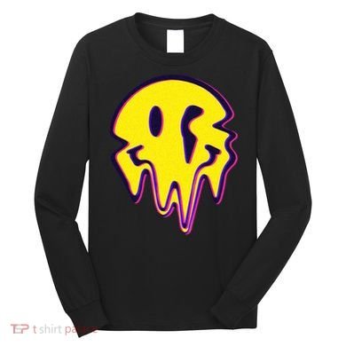Melting Happy Face Smiley Trippy Acid Long Sleeve Shirt