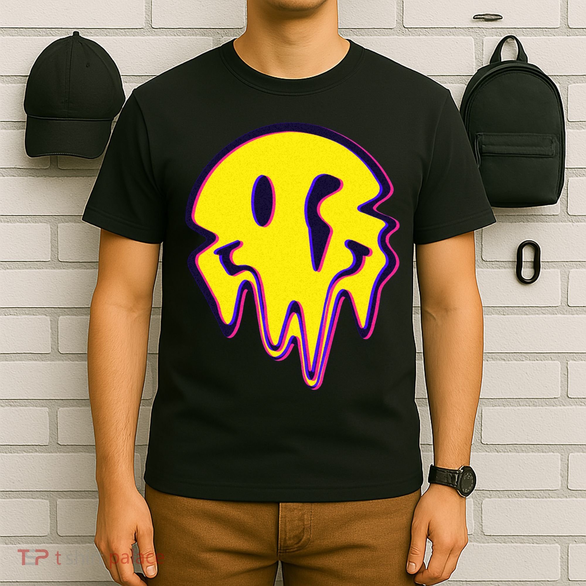 Melting Happy Face Smiley Trippy Acid T-Shirt
