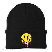 Melting Happy Face Smiley Trippy Acid Beanie thumb 0