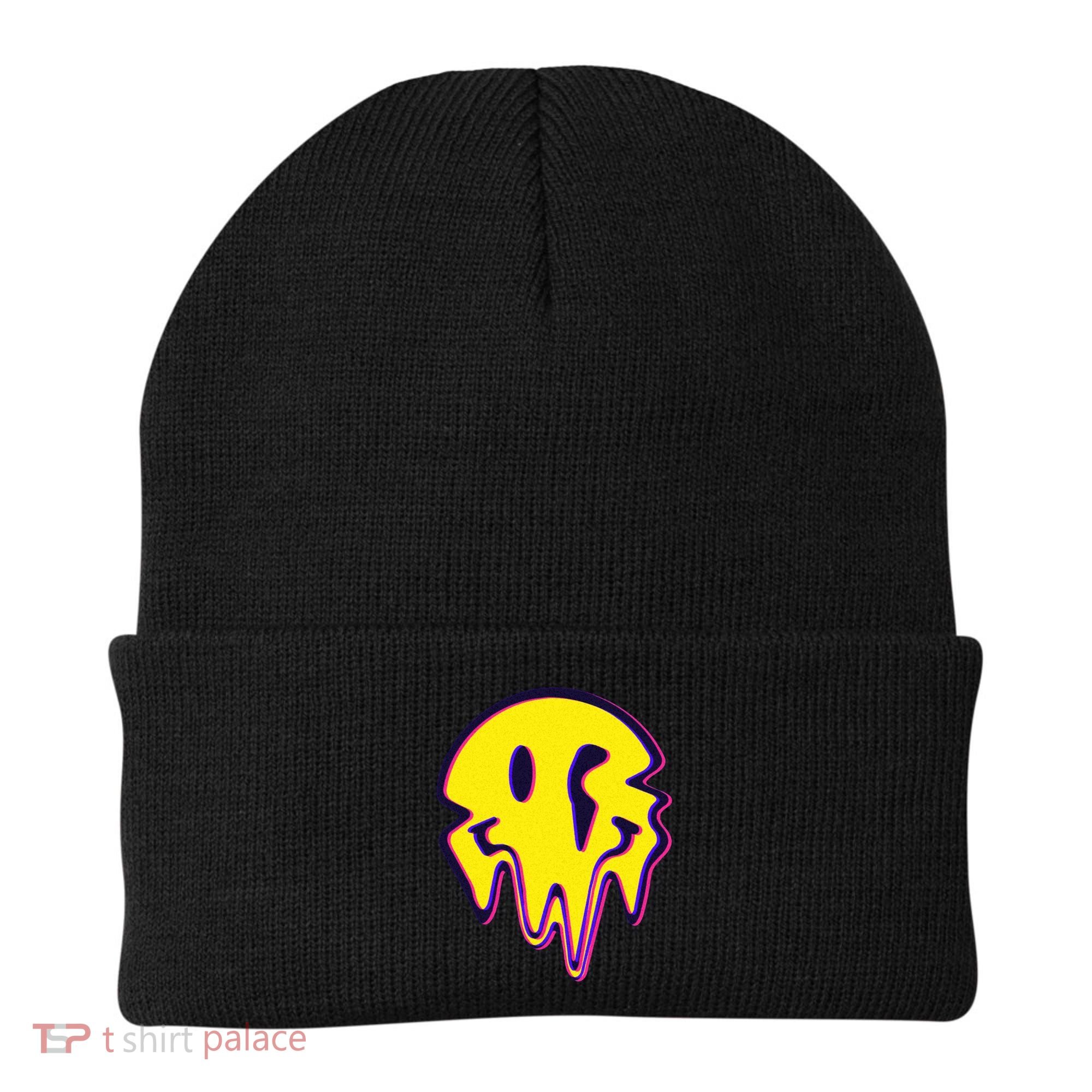 Melting Happy Face Smiley Trippy Acid Beanie