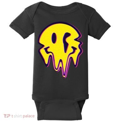Melting Happy Face Smiley Trippy Acid Baby Bodysuit
