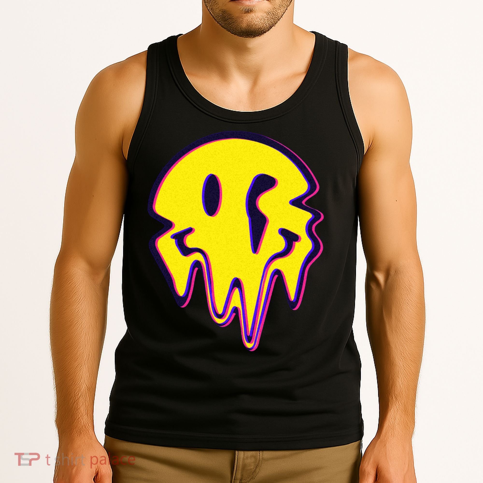 Melting Happy Face Smiley Trippy Acid Tank Top