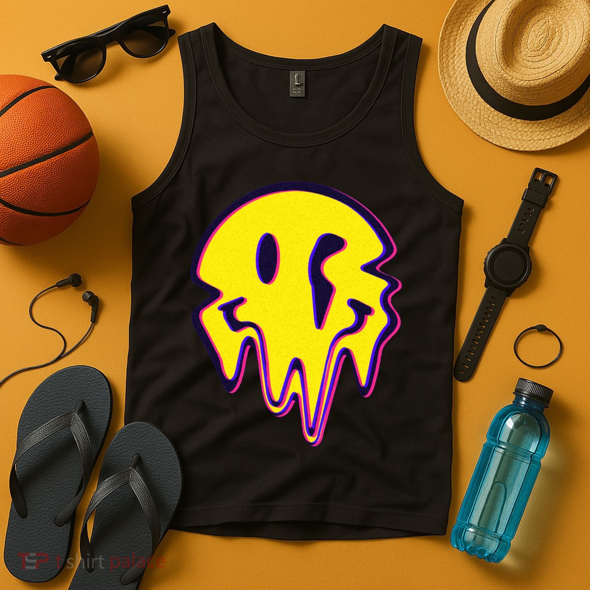 Melting Happy Face Smiley Trippy Acid Tank Top