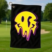 Melting Happy Face Smiley Trippy Acid Golf Towel thumb 1