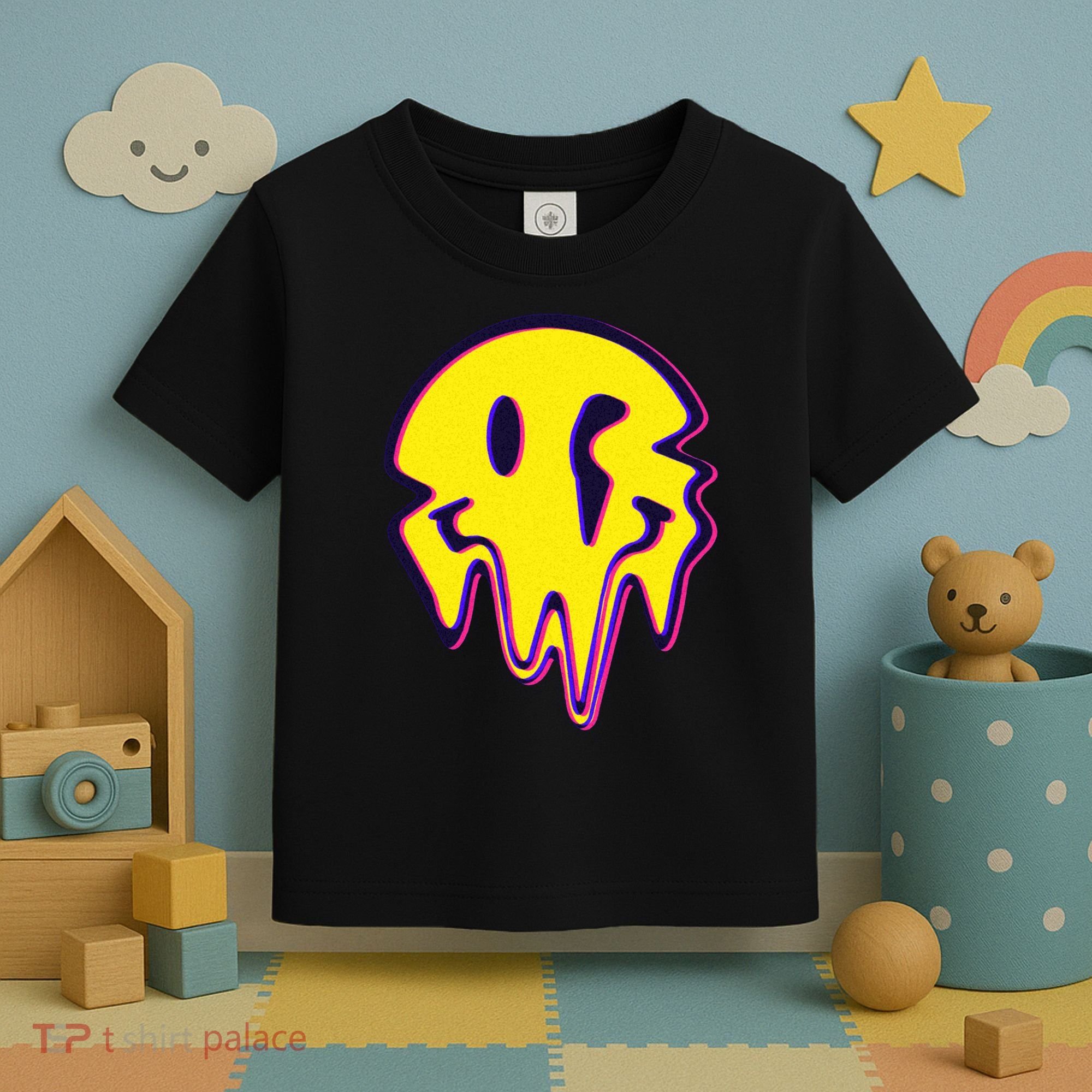 Melting Happy Face Smiley Trippy Acid Toddler T-Shirt