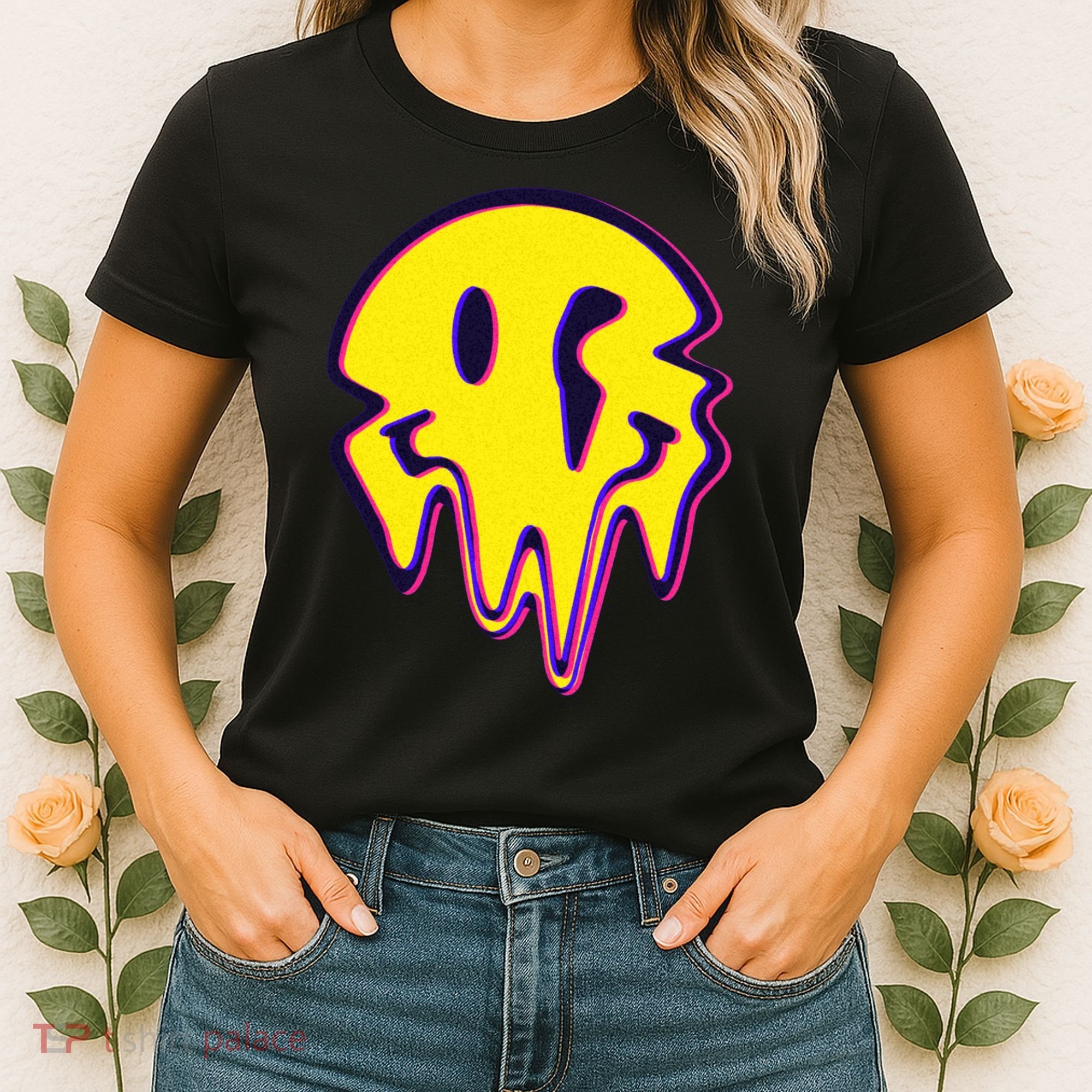 Melting Happy Face Smiley Trippy Acid Women's T-Shirt