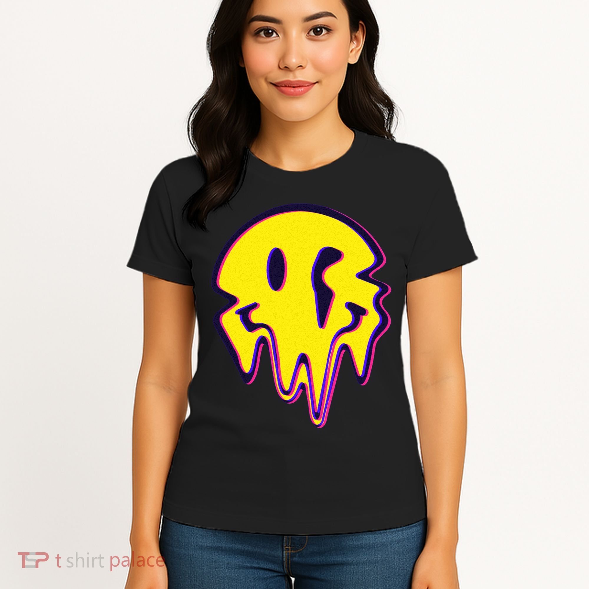Melting Happy Face Smiley Trippy Acid Women's T-Shirt