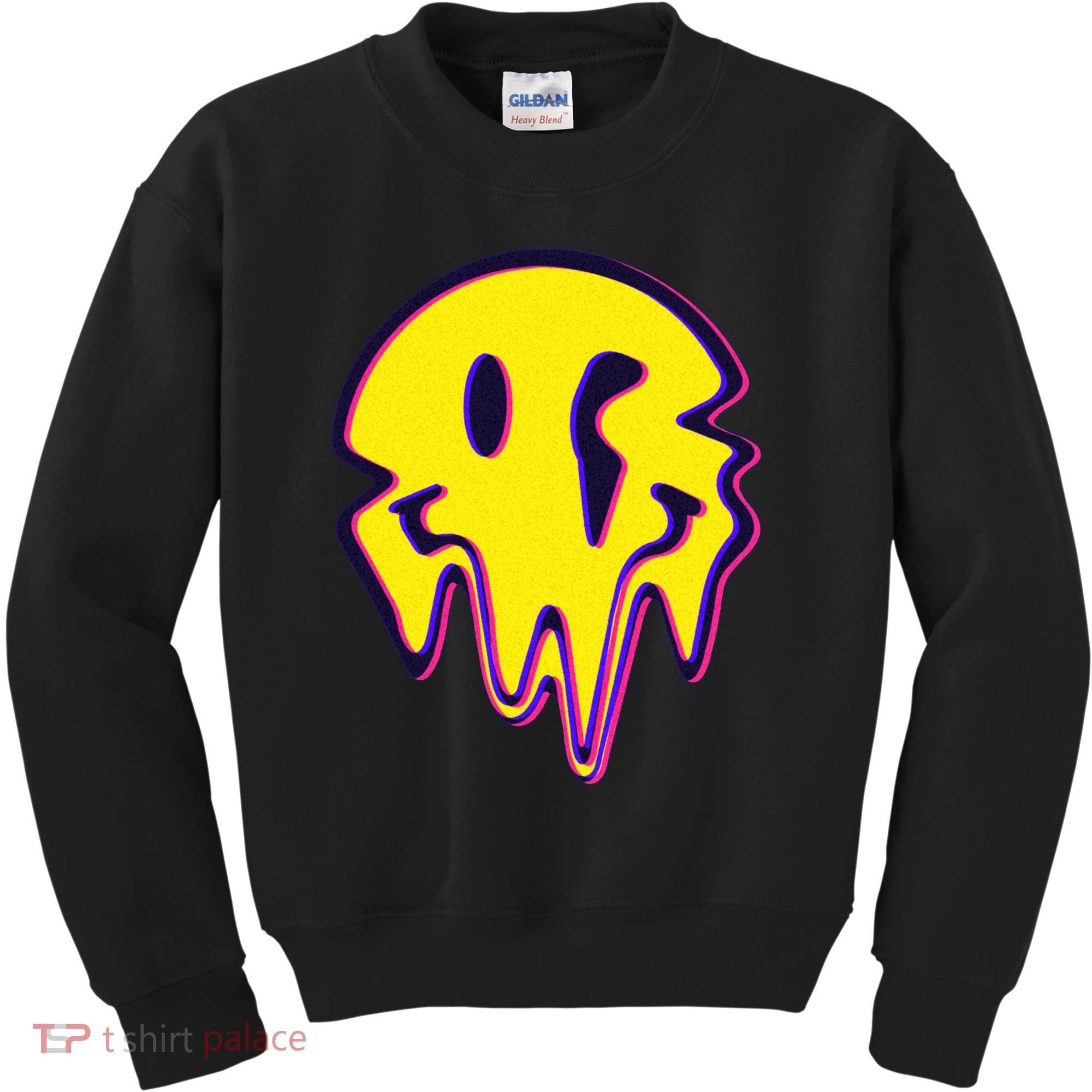 Melting Happy Face Smiley Trippy Acid Kids Sweatshirt